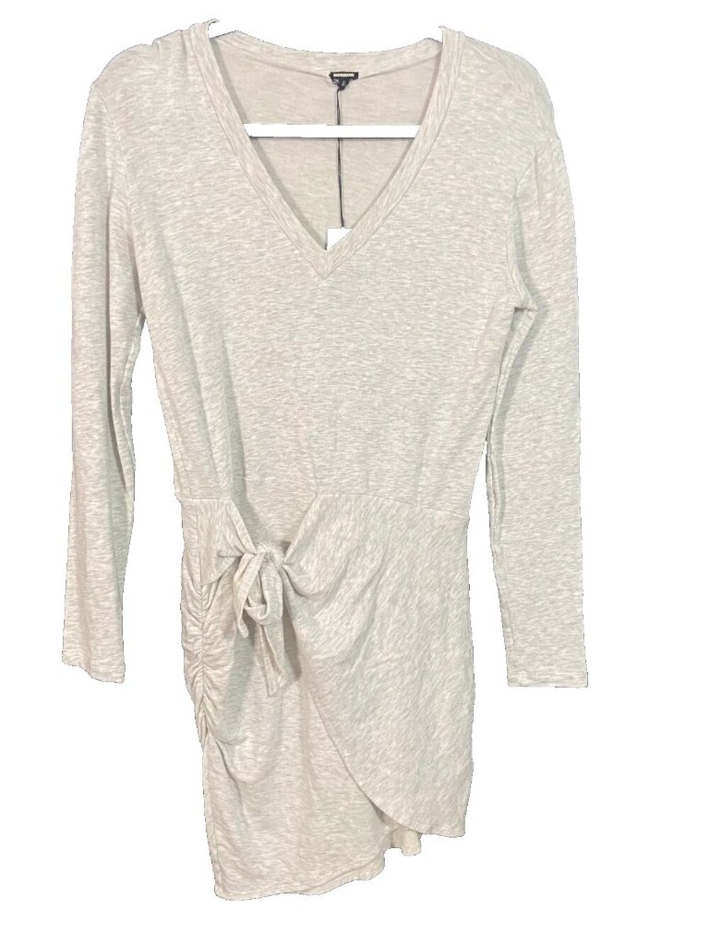 NWT REVOLVE MONROW Gray Tie front Knit Dress Vneck S